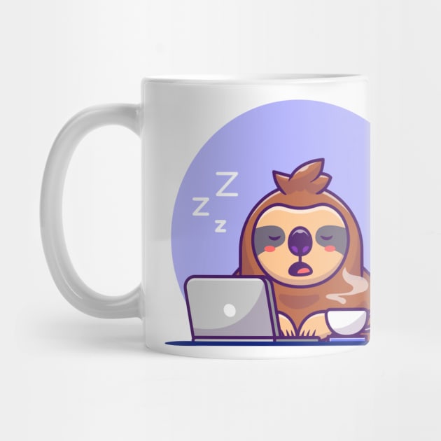 Sleepy Sloth With Laptop And Coffee by Catalyst Labs